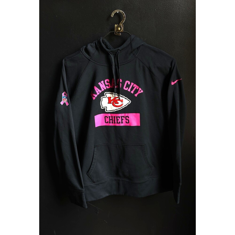 Nike Kansas City Chiefs Hoodie Sweatshirt Women’s XL Therma-Fit Black Pink